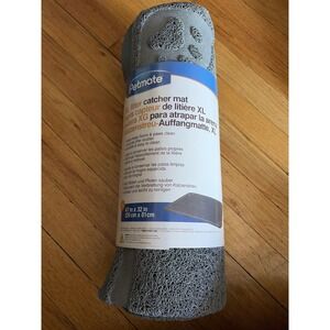 Petmate XL Cat Litter Catcher Mat 47x32 Gray Anti Tracking Scatter Rug New
